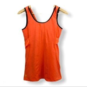 LOLE Orange Gray Cross Back Workout Tank 